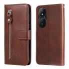 For Honor Play 50 Plus Fashion Calf Texture Zipper Leather Phone Case(Brown) - 1