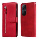 For Honor Play 50 Plus Fashion Calf Texture Zipper Leather Phone Case(Red) - 1