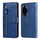 For Honor 100 Pro Fashion Calf Texture Zipper Leather Phone Case(Blue) - 1