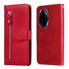 For Honor 100 Pro Fashion Calf Texture Zipper Leather Phone Case(Red) - 1