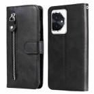 For Honor 100 Fashion Calf Texture Zipper Leather Phone Case(Black) - 1