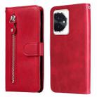 For Honor 100 Fashion Calf Texture Zipper Leather Phone Case(Red) - 1