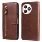 For Honor X50i+ Fashion Calf Texture Zipper Leather Phone Case(Brown) - 1