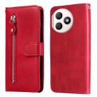 For Honor X50i+ Fashion Calf Texture Zipper Leather Phone Case(Red) - 1