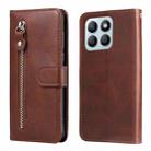 For Honor X8b Fashion Calf Texture Zipper Leather Phone Case(Brown) - 1