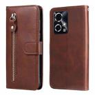 For Honor 90 GT Fashion Calf Texture Zipper Leather Phone Case(Brown) - 1