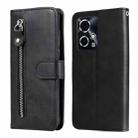 For Honor 90 GT Fashion Calf Texture Zipper Leather Phone Case(Black) - 1