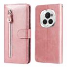 For Honor Magic6 Pro Fashion Calf Texture Zipper Leather Phone Case(Rose Gold) - 1