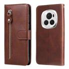 For Honor Magic6 Pro Fashion Calf Texture Zipper Leather Phone Case(Brown) - 1