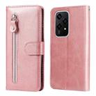 For Honor 200 Lite Global Fashion Calf Texture Zipper Leather Phone Case(Rose Gold) - 1