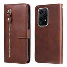 For Honor 200 Lite Global Fashion Calf Texture Zipper Leather Phone Case(Brown) - 1