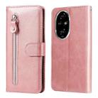 For Honor 200 Pro Fashion Calf Texture Zipper Leather Phone Case(Rose Gold) - 1