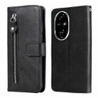 For Honor 200 Pro Fashion Calf Texture Zipper Leather Phone Case(Black) - 1