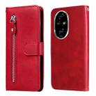 For Honor 200 Pro Fashion Calf Texture Zipper Leather Phone Case(Red) - 1