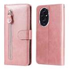 For Honor 200 Fashion Calf Texture Zipper Leather Phone Case(Rose Gold) - 1