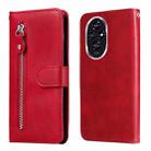 For Honor 200 Fashion Calf Texture Zipper Leather Phone Case(Red) - 1