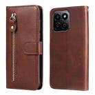 For Honor Play 60 Plus Fashion Calf Texture Zipper Leather Phone Case(Brown) - 1