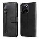 For Honor Play 60 Plus Fashion Calf Texture Zipper Leather Phone Case(Black) - 1