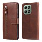 For Honor X6b Fashion Calf Texture Zipper Leather Phone Case(Brown) - 1