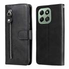 For Honor X6b Fashion Calf Texture Zipper Leather Phone Case(Black) - 1