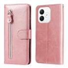 For Honor X60i Fashion Calf Texture Zipper Leather Phone Case(Rose Gold) - 1