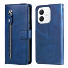 For Honor X60i Fashion Calf Texture Zipper Leather Phone Case(Blue) - 1