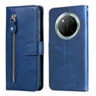 For Honor X9c / Magic7 Lite Fashion Calf Texture Zipper Leather Phone Case(Blue) - 1