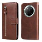 For Honor X9c / Magic7 Lite Fashion Calf Texture Zipper Leather Phone Case(Brown) - 1