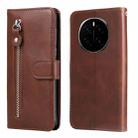 For Honor Magic7 Fashion Calf Texture Zipper Leather Phone Case(Brown) - 1