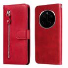 For Honor Magic7 Pro Fashion Calf Texture Zipper Leather Phone Case(Red) - 1