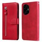 For Honor 300 Fashion Calf Texture Zipper Leather Phone Case(Red) - 1