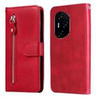 For Honor 300 Pro Fashion Calf Texture Zipper Leather Phone Case(Red) - 1
