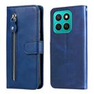 For Honor X8c 4G Fashion Calf Texture Zipper Leather Phone Case(Blue) - 1
