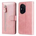 For Honor 400 Fashion Calf Texture Zipper Leather Phone Case(Rose Gold) - 1