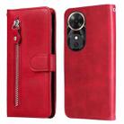For Honor Play 60 Fashion Calf Texture Zipper Leather Phone Case(Red) - 1