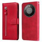 For Honor X70 5G Fashion Calf Texture Zipper Leather Phone Case(Red) - 1