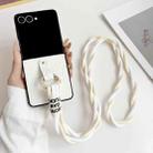 For Samsung Galaxy Z Flip7 5G Impression Camellia Pattern Protective Phone Case with Diamond Ring Long Lanyard(White) - 2