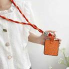 For Samsung Galaxy Z Flip7 5G Impression Camellia Pattern Protective Phone Case with Diamond Ring Long Lanyard(Orange) - 3