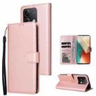 For Xiaomi Redmi Note 13 5G Multifunctional Horizontal Flip Leather Phone Case with Three Card Slot(Rose Gold) - 1