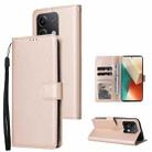 For Xiaomi Redmi Note 13 5G Multifunctional Horizontal Flip Leather Phone Case with Three Card Slot(Gold) - 1