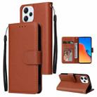 For Xiaomi Redmi 12 4G/5G/Note 12R Multifunctional Horizontal Flip Leather Phone Case with Three Card Slot(Brown) - 1