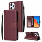 For Xiaomi Redmi 12 4G/5G/Note 12R Multifunctional Horizontal Flip Leather Phone Case with Three Card Slot(Wine Red) - 1