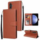 For Samsung Galaxy S23 FE 5G Multifunctional Horizontal Flip Leather Phone Case with Three Card Slot(Brown) - 1