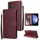 For Samsung Galaxy S23 FE 5G Multifunctional Horizontal Flip Leather Phone Case with Three Card Slot(Wine Red) - 1