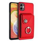 For Samsung Galaxy A04e / M04 / F04 4G Organ Card Bag Ring Holder PU Phone Case(Red) - 1