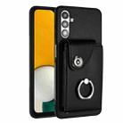 For Samsung Galaxy A13 5G / A04s Organ Card Bag Ring Holder PU Phone Case(Black) - 1