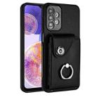 For Samsung Galaxy A23 165.4mm Organ Card Bag Ring Holder PU Phone Case(Black) - 1