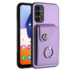 For Samsung Galaxy A24 4G Organ Card Bag Ring Holder PU Phone Case(Purple) - 1