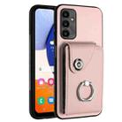 For Samsung Galaxy A25 5G Global Organ Card Bag Ring Holder PU Phone Case(Pink) - 1