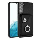 For Samsung Galaxy S21 FE 5G Organ Card Bag Ring Holder PU Phone Case(Black) - 1